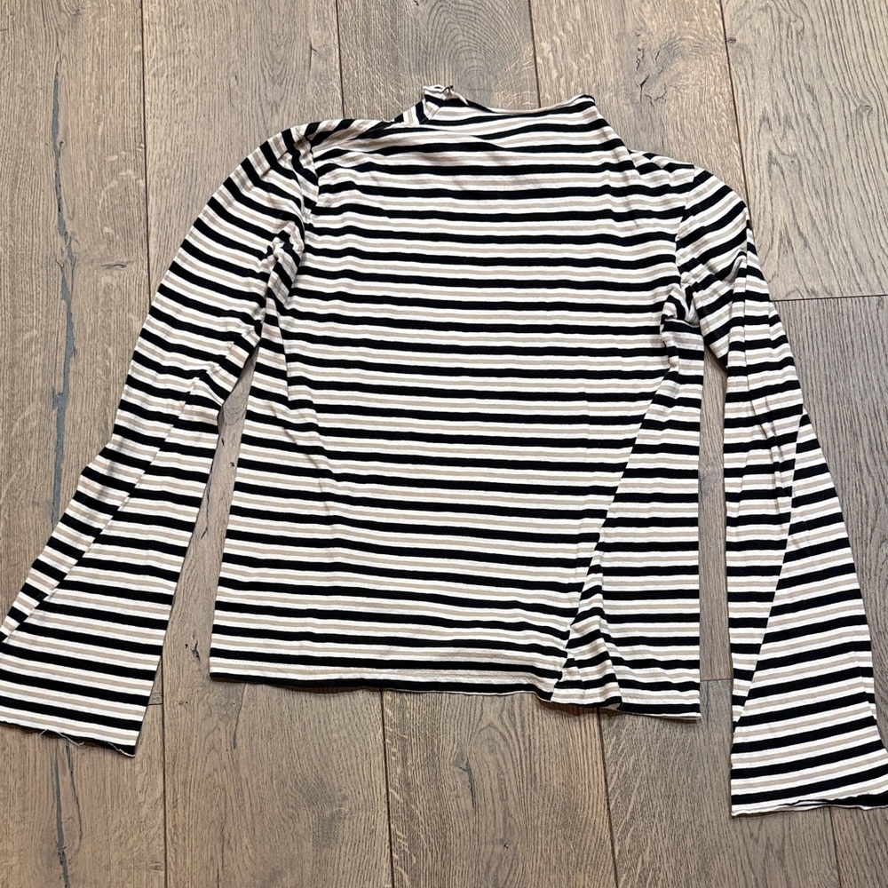Bassike funnel neck bell sleeve tissue top